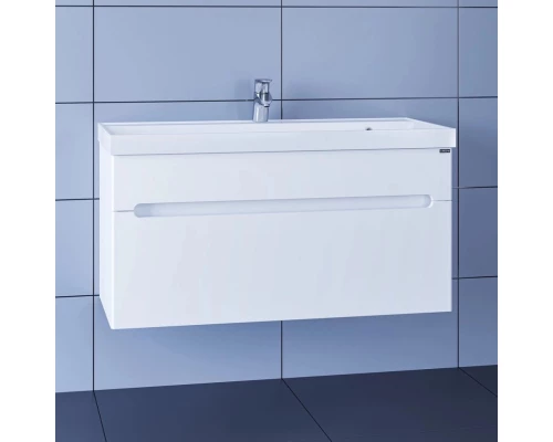 Тумба с раковиной белый глянец 100 см Санта Лондон 224008L + CLASSIC100M