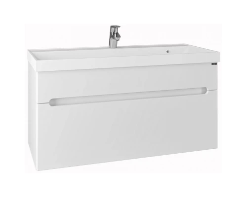 Тумба с раковиной белый глянец 100 см Санта Лондон 224008L + CLASSIC100M