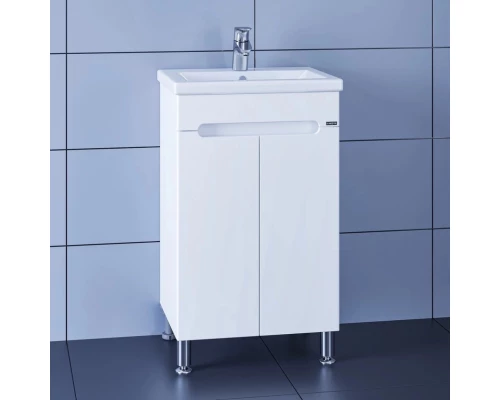 Тумба с раковиной белый глянец 50 см Санта Лондон 224014 + FOCTEP50