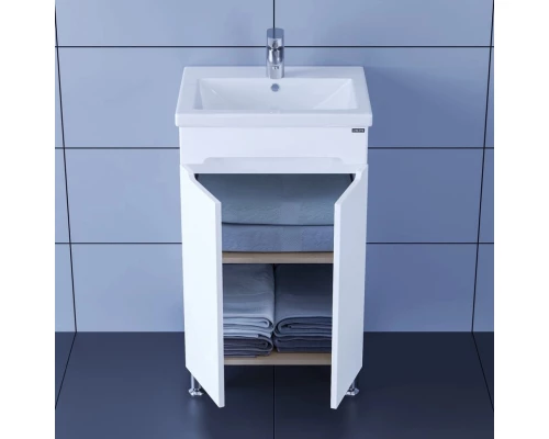 Тумба с раковиной белый глянец 50 см Санта Лондон 224014 + FOCTEP50