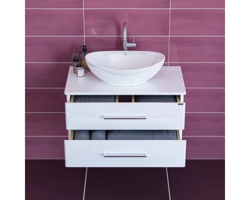 Тумба с раковиной белый глянец 80 см Санта Вегас 226015L + Gamma56