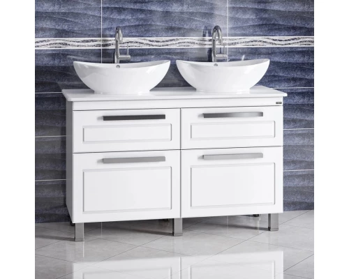 Тумба с раковиной белый глянец 120 см Санта Нептун 230010 + Gamma56 + Gamma56