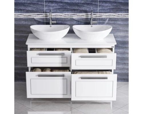 Тумба с раковиной белый глянец 120 см Санта Нептун 230010 + Gamma56 + Gamma56