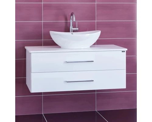 Тумба с раковиной белый глянец 100 см Санта Вегас 226017L + Gamma56
