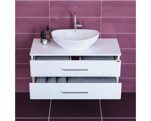 Тумба с раковиной белый глянец 100 см Санта Вегас 226017L + Gamma56