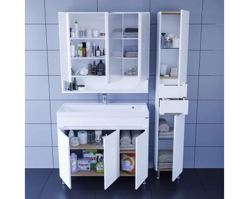 Комплект мебели белый глянец 100 см Санта Лондон 224019 + CLASSIC100M + 700182