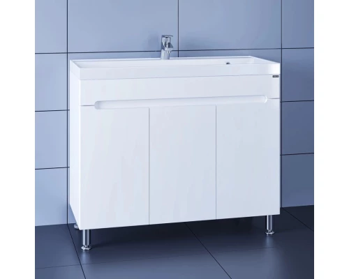 Тумба с раковиной белый глянец 100 см Санта Лондон 224019 + CLASSIC100M