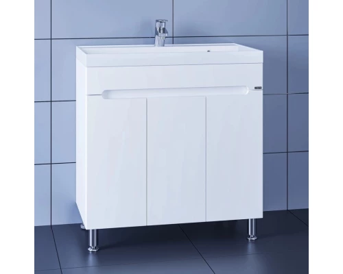 Тумба с раковиной белый глянец 80 см Санта Лондон 224018 + CLASSIC80M