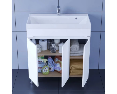 Тумба с раковиной белый глянец 80 см Санта Лондон 224018 + CLASSIC80M