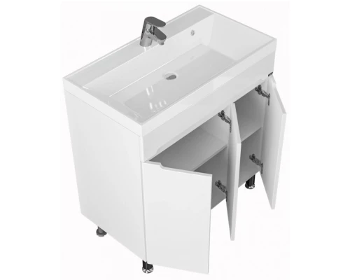 Тумба с раковиной белый глянец 80 см Санта Лондон 224018 + CLASSIC80M