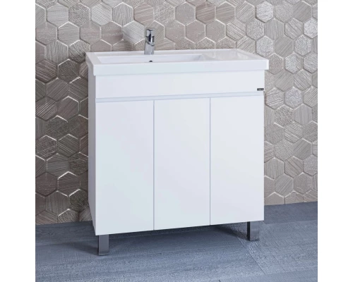 Тумба с раковиной белый глянец 81 см Санта Марс 700217 + Foctep80P