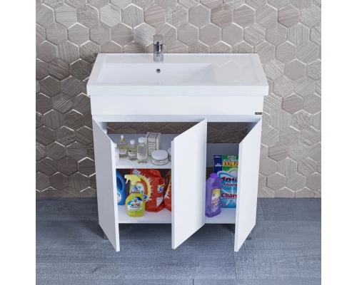 Тумба с раковиной белый глянец 81 см Санта Марс 700217 + Foctep80P