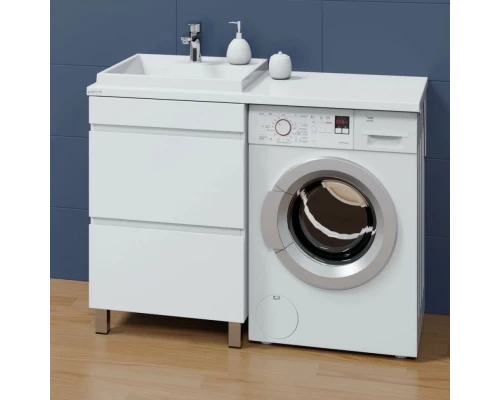 Тумба с раковиной белый глянец 120 см Санта Марс 700305 + 900124 + 900122