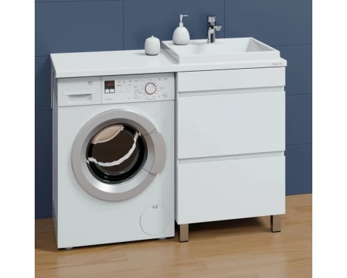 Тумба с раковиной белый глянец 120 см Санта Марс 700305 + 900125 + 900123