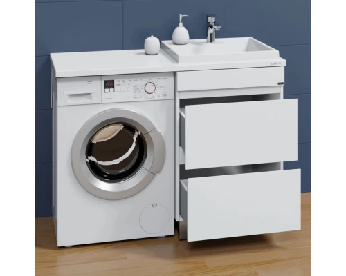 Тумба с раковиной белый глянец 120 см Санта Марс 700305 + 900125 + 900123