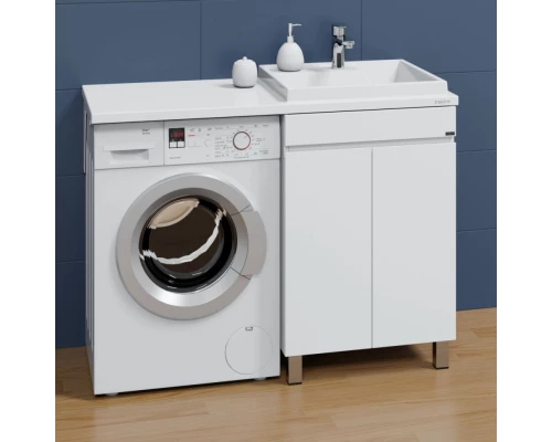 Тумба с раковиной белый глянец 120 см Санта Марс 700304 + 900125 + 900123