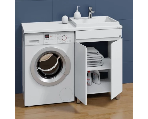 Тумба с раковиной белый глянец 120 см Санта Марс 700304 + 900125 + 900123