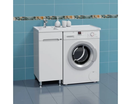 Тумба с раковиной белый глянец 100 см Санта Лондон 224038 + 900106N + 900122