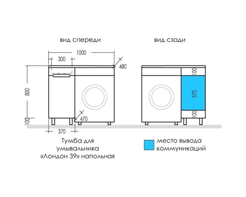 Тумба с раковиной белый глянец 100 см Санта Лондон 224038 + 900106N + 900122