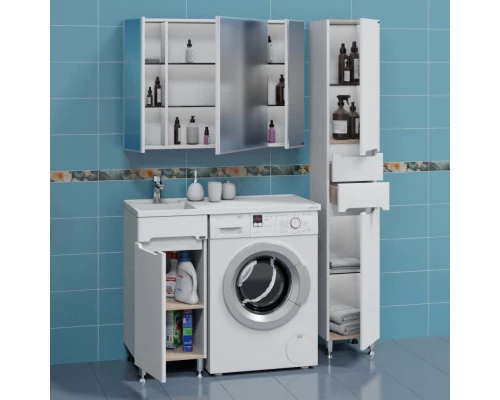 Тумба с раковиной белый глянец 100 см Санта Лондон 224038 + 900106N + 900122