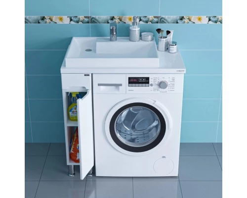 Тумба с раковиной белый глянец 80,5 см Санта Лондон 224029 + 900120 + 900122