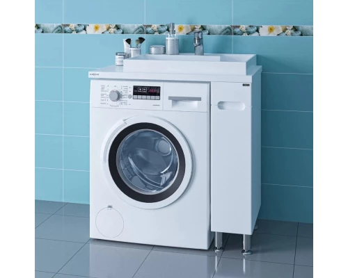 Тумба с раковиной белый глянец 80,5 см Санта Лондон 224029 + 900121 + 900123