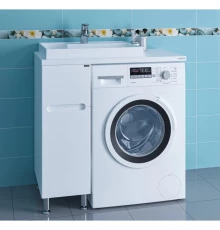 Тумба с раковиной белый глянец 90,5 см Санта Лондон 224027 + 900129 + 900123