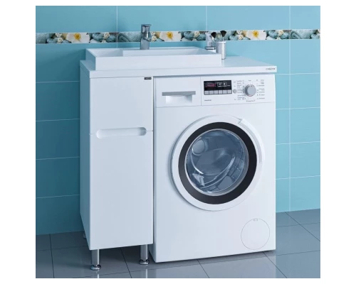 Тумба с раковиной белый глянец 90,5 см Санта Лондон 224027 + 900129 + 900123