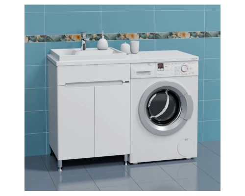 Тумба с раковиной белый глянец 120,8 см Санта Лондон 224033 + 900124 + 900122