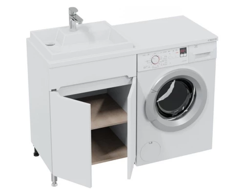 Тумба с раковиной белый глянец 120,8 см Санта Лондон 224033 + 900124 + 900122