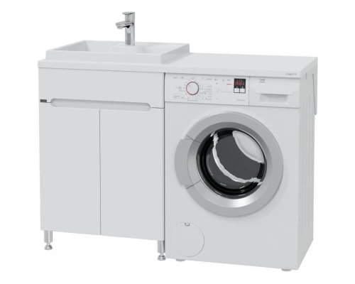 Тумба с раковиной белый глянец 120,8 см Санта Лондон 224033 + 900124 + 900122