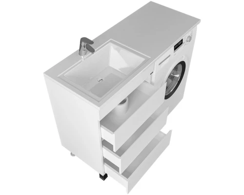 Тумба с раковиной белый глянец 120 см Санта Марс 700220 + 900104 + 900108