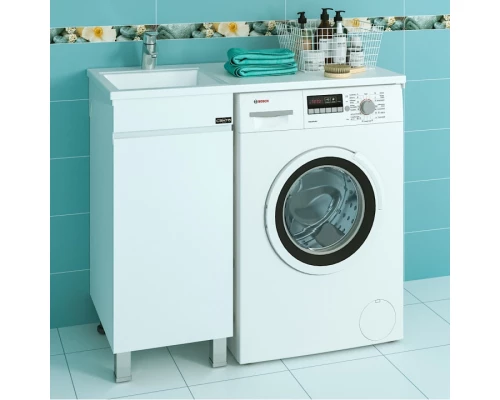 Тумба с раковиной белый глянец 100 см Санта Марс 700221 + 900106N + 900122