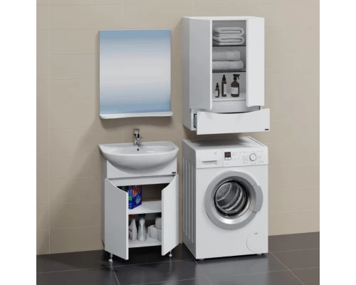 Тумба с раковиной белый глянец 61,5 см Санта Сатурн 700227 + YYUT60