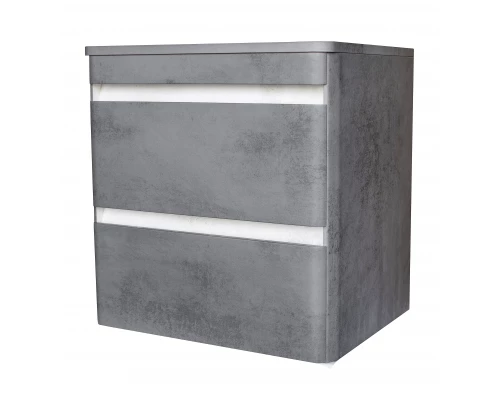 Тумба подвесная "Атлантика 80", Люкс бетон темный, (2 ящ.), со столешницей МДФ, PLUS