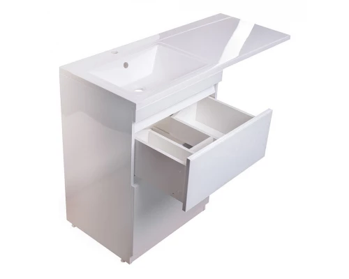 Тумба напольная "Даймонд 120", glass, Люкс белая, PLUS