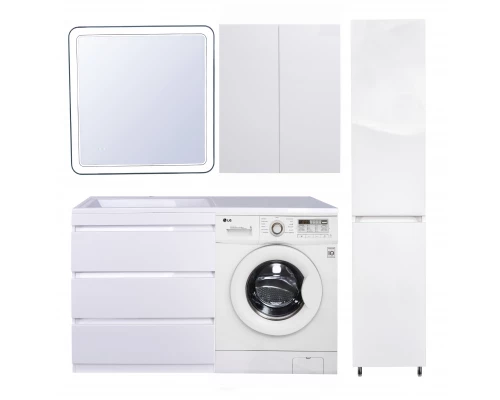 Тумба напольная "Даллас 130", 3 ящ., Люкс белая, PLUS