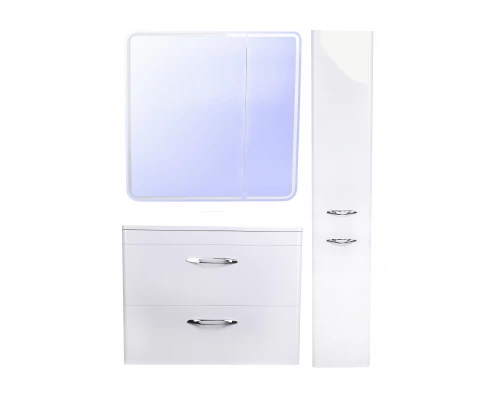 Тумба подвесная "Каре 80" (2 ящ.) Люкс белая, PLUS