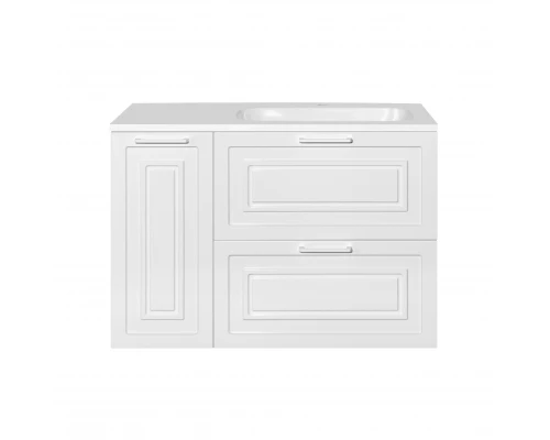 Тумба с раковиной универсальная "Альба" (2 ящ./корзина) Барселона 90 Правая, Люкс, белый, PLUS