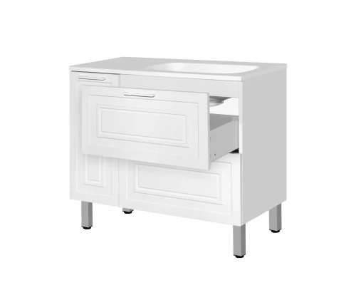Тумба с раковиной универсальная "Альба" (2 ящ./корзина) Барселона 90 Правая, Люкс, белый, PLUS