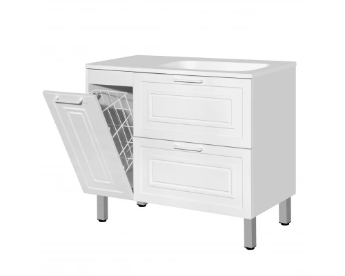 Тумба с раковиной универсальная "Альба" (2 ящ./корзина) Барселона 90 Правая, Люкс, белый, PLUS
