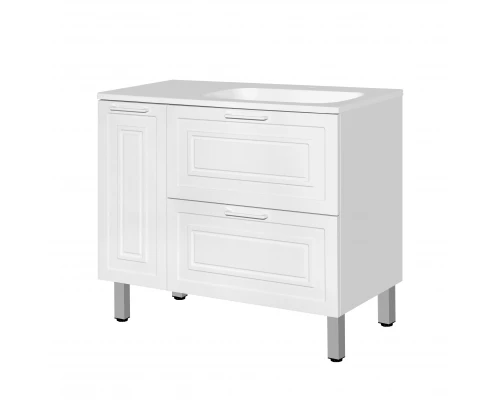 Тумба с раковиной универсальная "Альба" (2 ящ./корзина) Барселона 90 Правая, Люкс, белый, PLUS