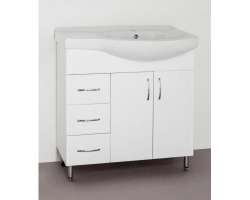 Тумба с раковиной Style Line Эко Стандарт 25 (3 ящ.) под умывальник Коралл 82, левая