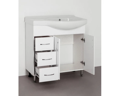 Тумба с раковиной Style Line Эко Стандарт 25 (3 ящ.) под умывальник Коралл 82, левая