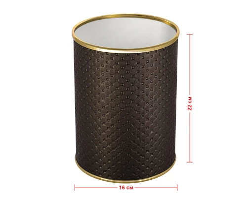 Ведро для мусора 3л открытое Geralis M-PCG-B PUNTO шоколад, кант золото