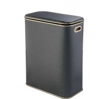 Корзина для белья Geralis PBG-Bb PUNTO черная, черный каркас. кант золото, стандартная