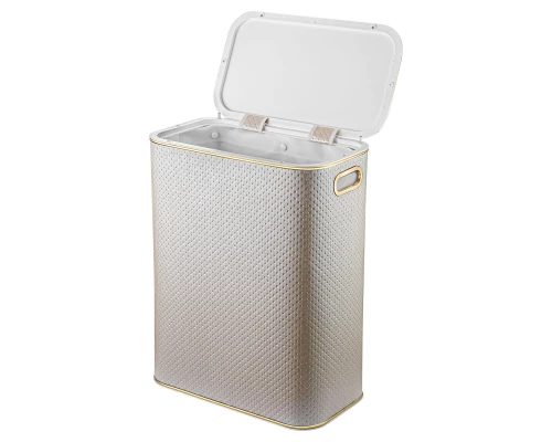 Корзина для белья Geralis PLG-B PUNTO бежевая, кант золото, стандартная