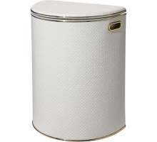 Корзина для белья Geralis PWG-O PUNTO белая, кант золото, полукруглая