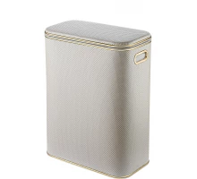 Корзина для белья Geralis RWG-B Ромб белая, кант золото, стандартная