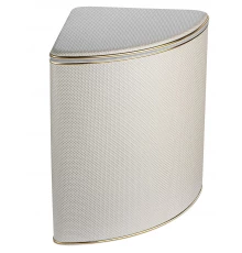 Корзина для белья угловая Geralis RWG-U Ромб белая, кант золото